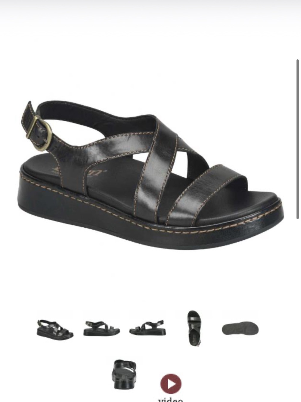 Born Victoria Black Leather Strappy Slingback Sandal